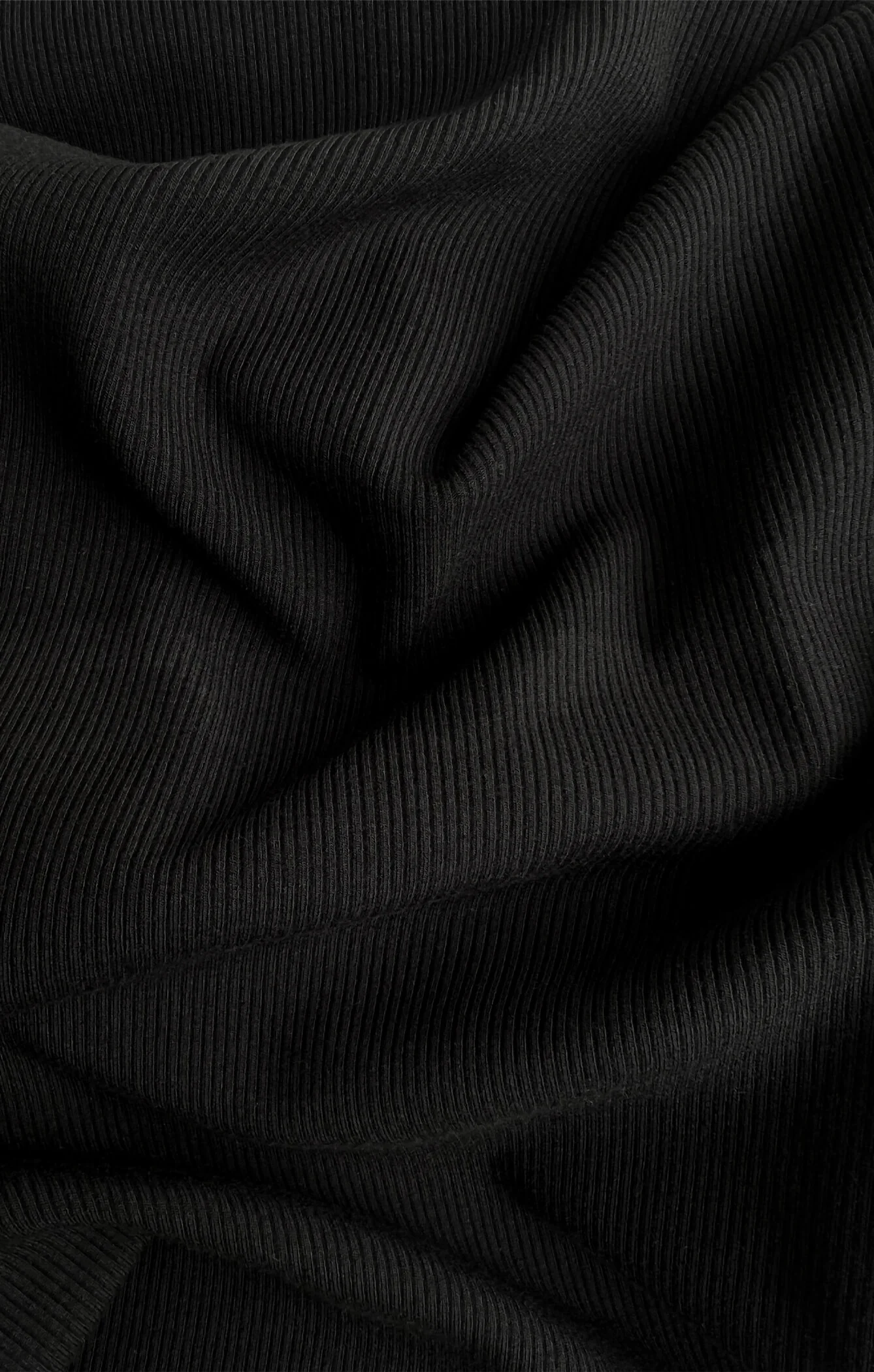 THE LUXE RIB LONG SLEEVE MINI DRESS - BLACK - Image 8